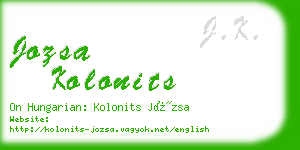 jozsa kolonits business card